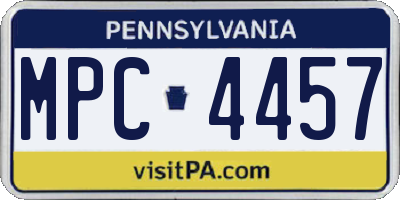 PA license plate MPC4457