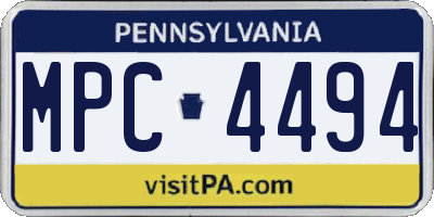 PA license plate MPC4494