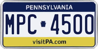 PA license plate MPC4500