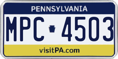 PA license plate MPC4503