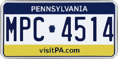 PA license plate MPC4514