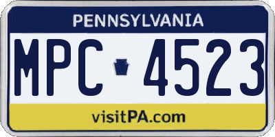 PA license plate MPC4523