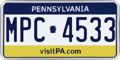 PA license plate MPC4533