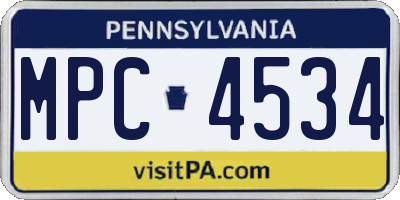 PA license plate MPC4534