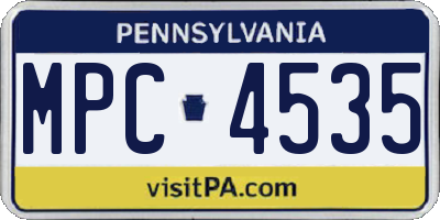 PA license plate MPC4535