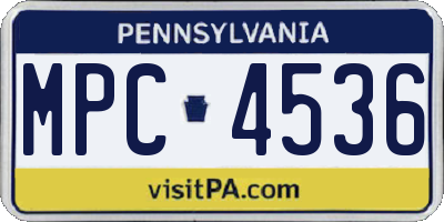 PA license plate MPC4536