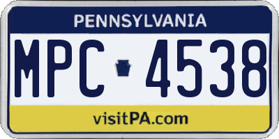 PA license plate MPC4538