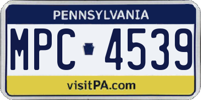 PA license plate MPC4539