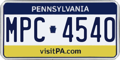 PA license plate MPC4540