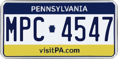 PA license plate MPC4547