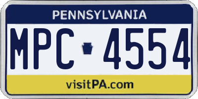PA license plate MPC4554
