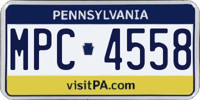 PA license plate MPC4558