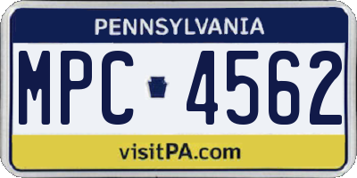 PA license plate MPC4562