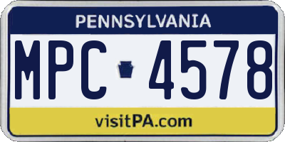 PA license plate MPC4578