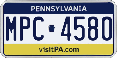 PA license plate MPC4580