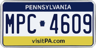 PA license plate MPC4609