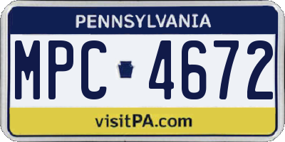 PA license plate MPC4672