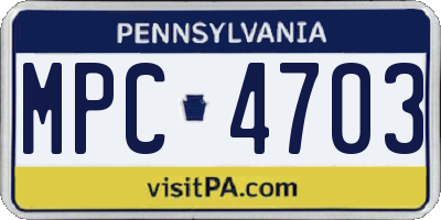 PA license plate MPC4703