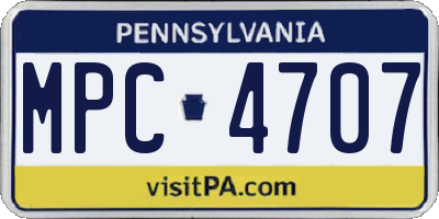 PA license plate MPC4707