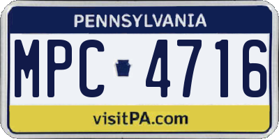 PA license plate MPC4716