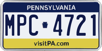 PA license plate MPC4721