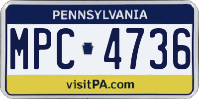 PA license plate MPC4736