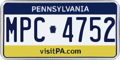 PA license plate MPC4752