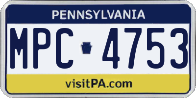 PA license plate MPC4753