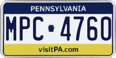 PA license plate MPC4760