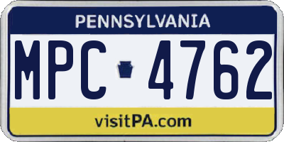 PA license plate MPC4762