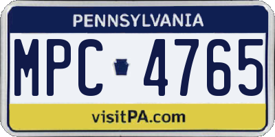 PA license plate MPC4765