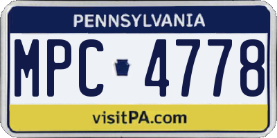 PA license plate MPC4778