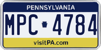 PA license plate MPC4784