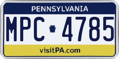 PA license plate MPC4785