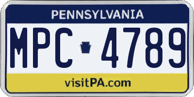 PA license plate MPC4789