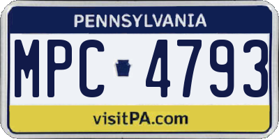 PA license plate MPC4793