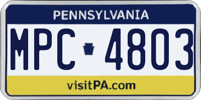 PA license plate MPC4803