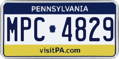 PA license plate MPC4829