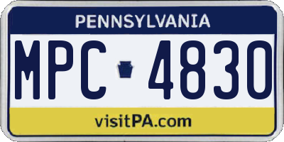 PA license plate MPC4830
