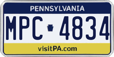 PA license plate MPC4834