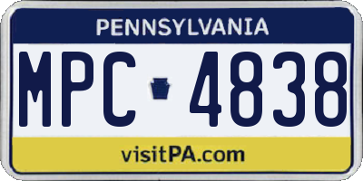 PA license plate MPC4838