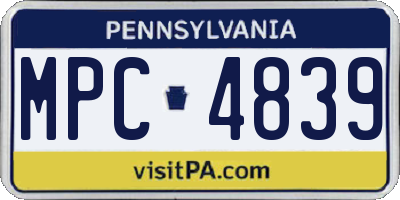 PA license plate MPC4839