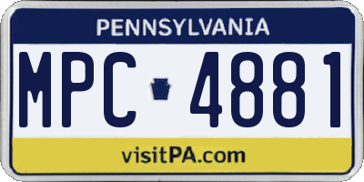 PA license plate MPC4881