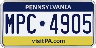 PA license plate MPC4905