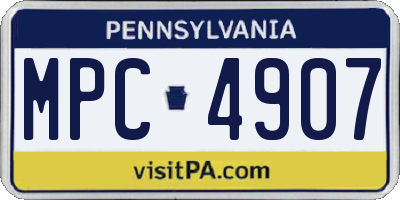 PA license plate MPC4907