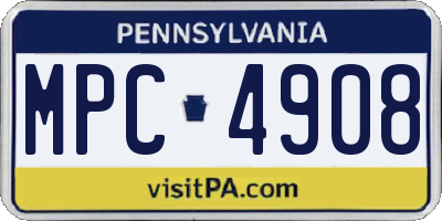 PA license plate MPC4908