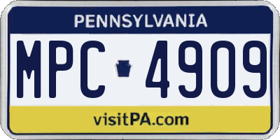 PA license plate MPC4909