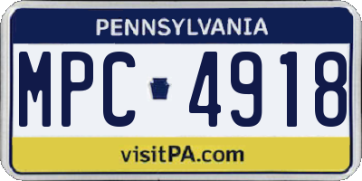 PA license plate MPC4918