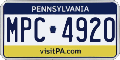 PA license plate MPC4920