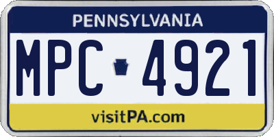 PA license plate MPC4921